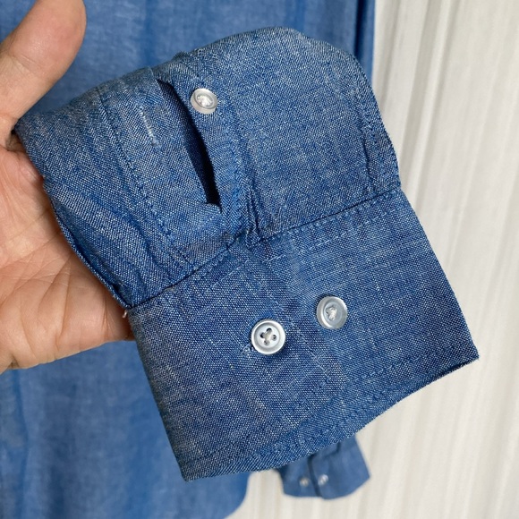 Urbanman linen/rayon casual, chambray, summer, beach, button down shirt! Size M - Picture 9 of 13